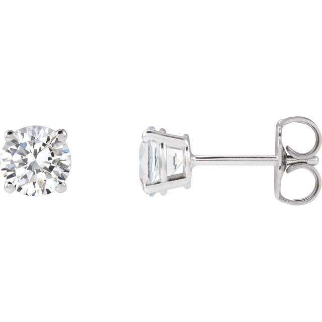 14k White 1 Ctw Natural Diamond Stud Earrings