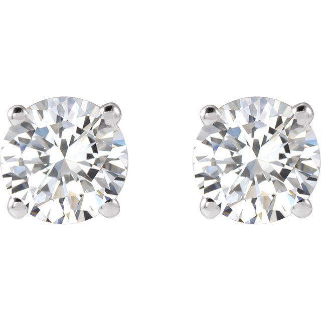 14k White 1 Ctw Natural Diamond Stud Earrings