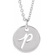 Sterling Silver Script Initial P 16-18' Necklace