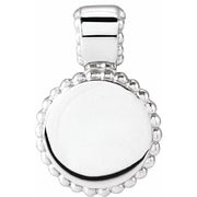 14K White Engravable Beaded Disc Pendant