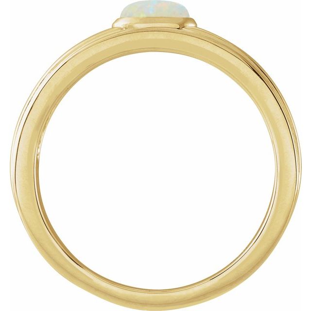 14K Yellow 5x3 mm Oval Natural White Opal Cabochon Ring