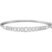 14K White 5.8 mm Chain Link Bangle 7' Bracelet