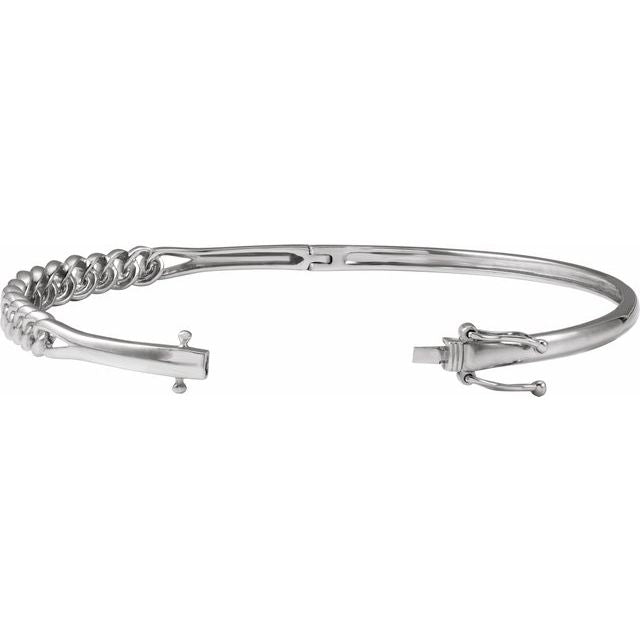 14K White 5.8 mm Chain Link Bangle 7' Bracelet