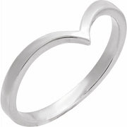 14K White V Ring