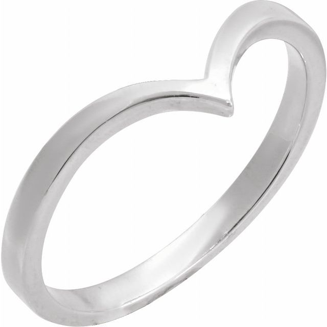 14K White V Ring