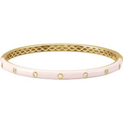 14K Yellow 1/5 CTW Natural Diamond & Pink Enamel 7' Bangle Bracelet