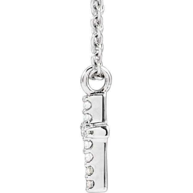 14K White .03 CTW Natural Diamond Cross 18' Necklace