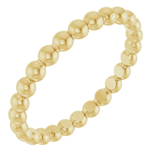 18k Yellow Beaded Stackable Ring