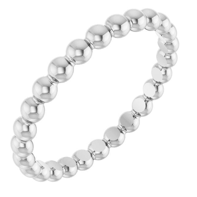 14k White Beaded Stackable Ring