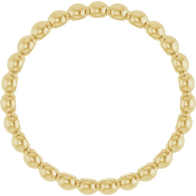 14K Yellow Beaded Stackable Ring