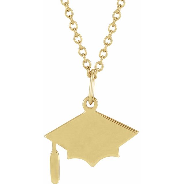14K Yellow Engravable Graduation Cap 16-18' Necklace