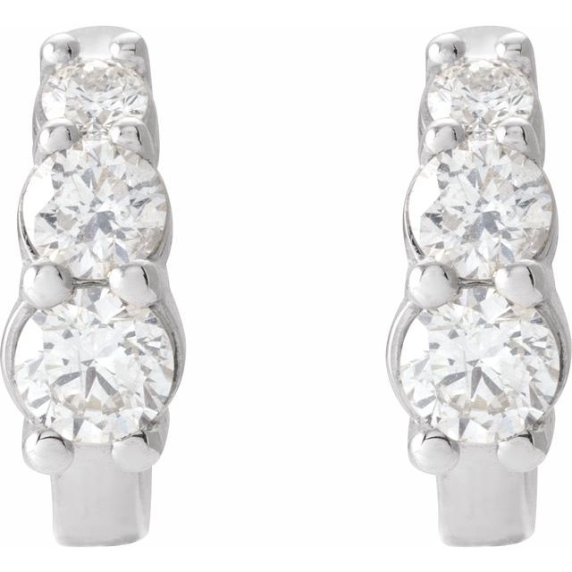 14K White 1/3 CTW Natural Diamond Hoop Earrings