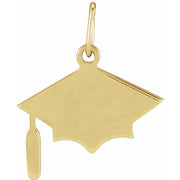 14K Yellow Engravable Graduation Cap Pendant