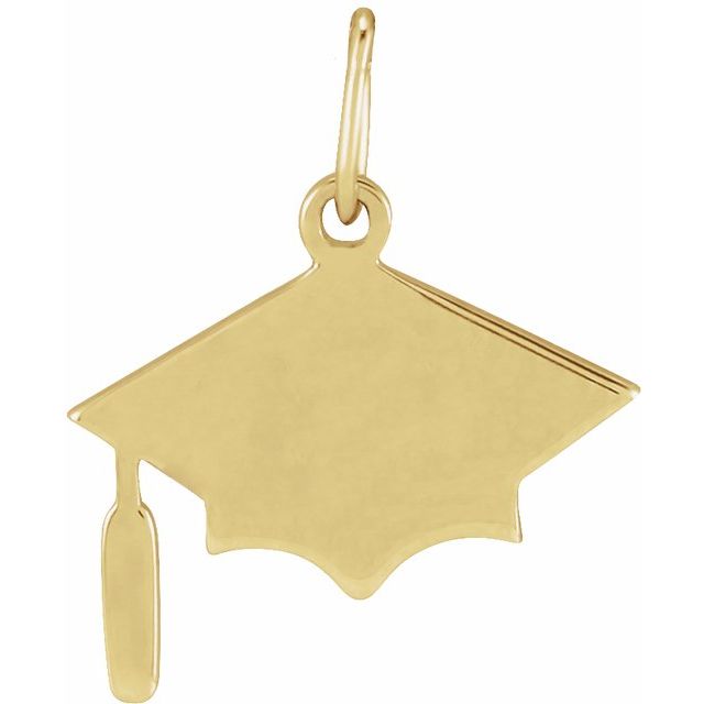 14K Yellow Engravable Graduation Cap Pendant