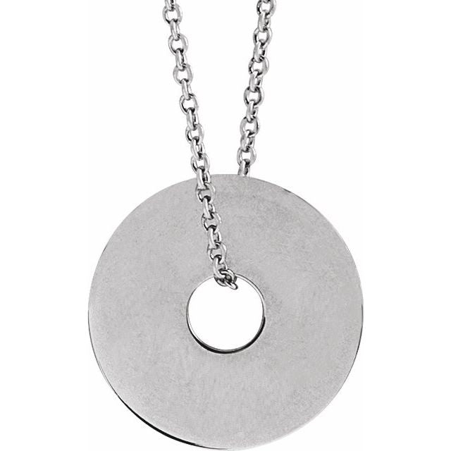 Sterling Silver 12 mm Engravable Washer 16-18' Necklace