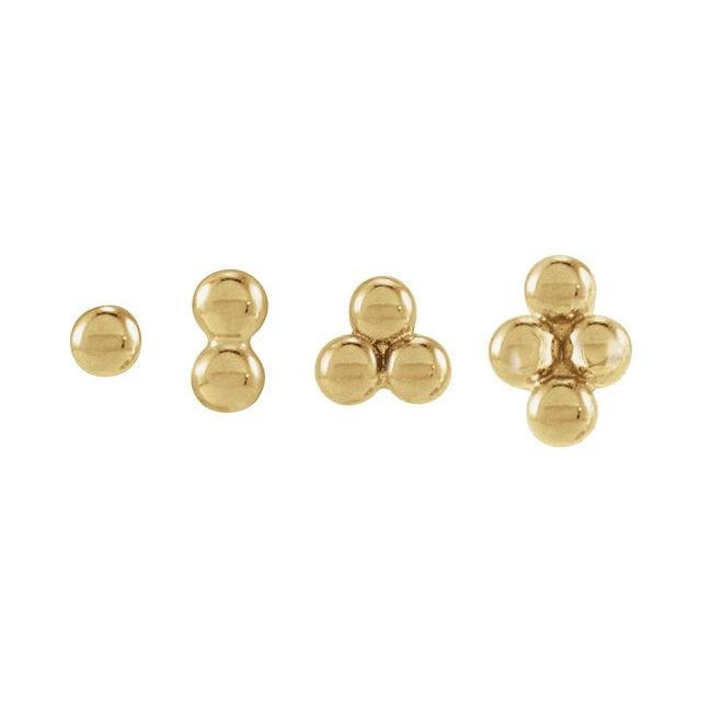 Sterling Silver 3 Beads Stud Earrings