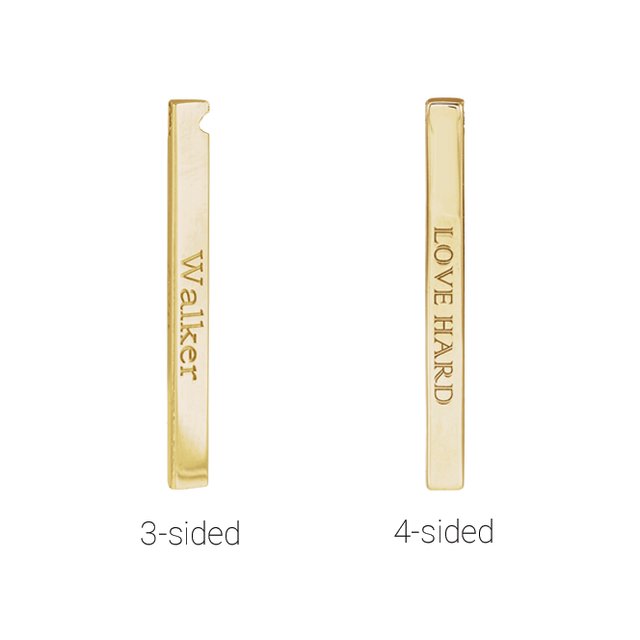 14k Yellow Engravable Three-sided Bar 16-18' Necklace