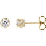 14K Yellow 3/4 CTW Natural Diamond Hidden Halo Earrings
