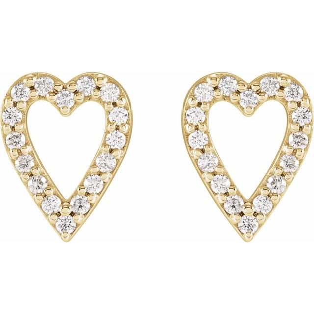 14K Yellow 1/5 CTW Natural Diamond Heart Earrings