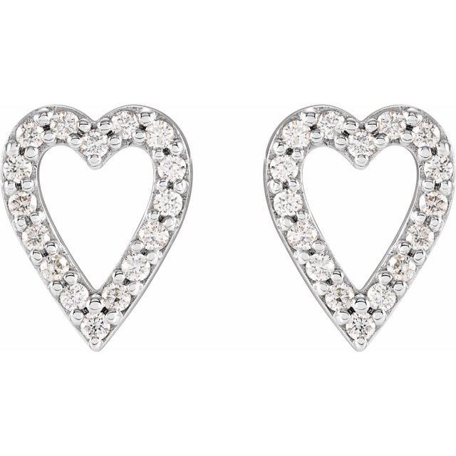 14K White 1/5 CTW Natural Diamond Heart Earrings