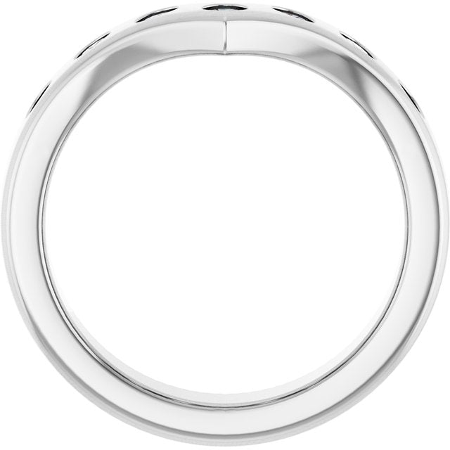 14k White 3/8 Ctw Lab-grown Diamond Contour Band