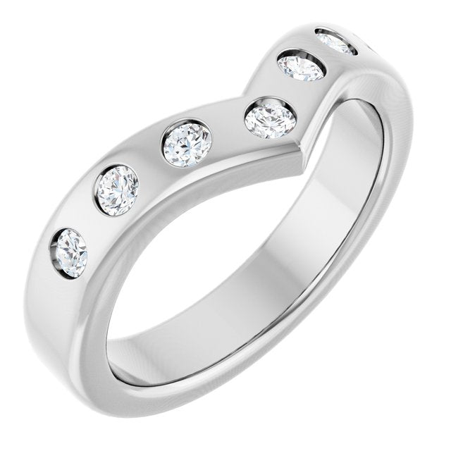 14k White 3/8 Ctw Lab-grown Diamond Contour Band