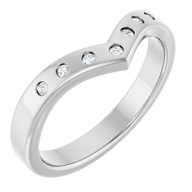 14k White 1/10 Ctw Lab-grown Diamond Contour Band