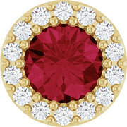 14K Yellow Lab-Grown Ruby & 1/10 CT Natural Diamond Halo-Style Pendant