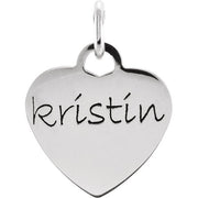 14K White Posh Mommy® Engravable Small Heart Pendant