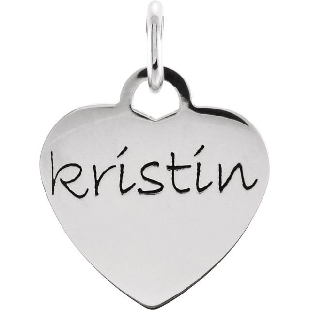 14K White Posh Mommy® Engravable Small Heart Pendant