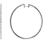 14K White 5 CTW Natural Diamond Inside-Outside 51 mm Hoop Earrings