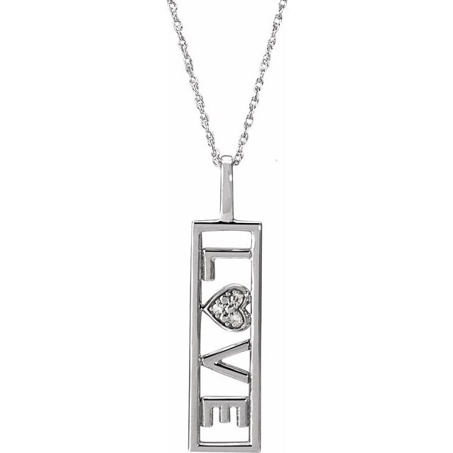 Sterling Silver .02 CTW Natural Diamond Love 18' Necklace