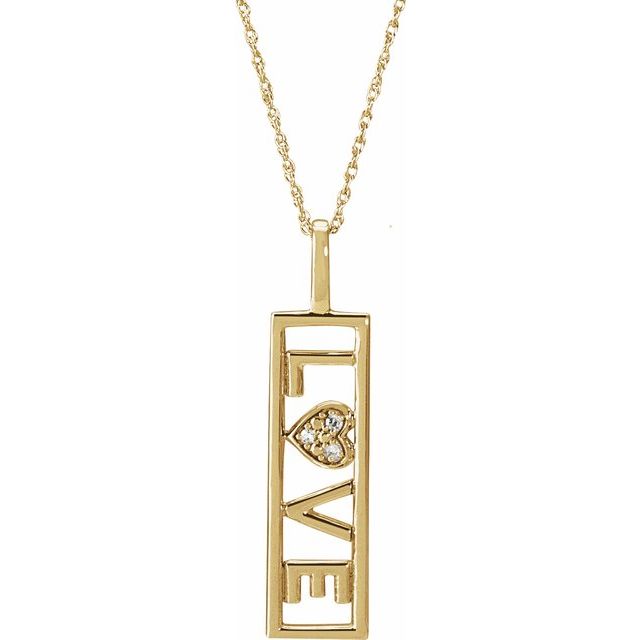14K Yellow .02 CTW Natural Diamond Love 18' Necklace