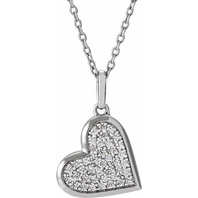 14K White 1/4 CTW Natural Diamond Heart 18' Necklace