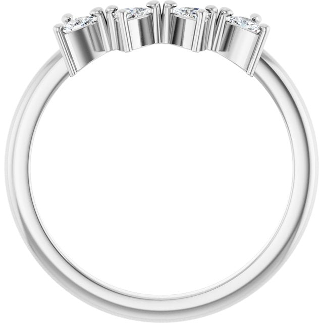 14k White 1/4 Ctw Natural Diamond Contour Band