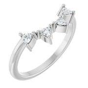 14k White 1/4 Ctw Natural Diamond Contour Band