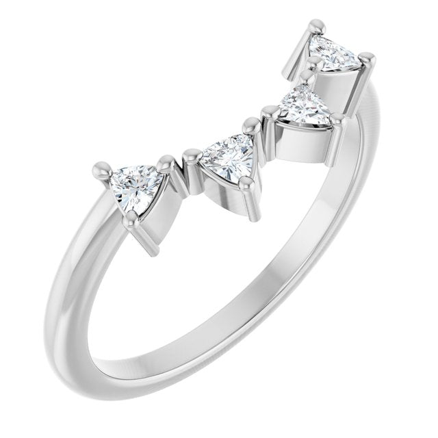14k White 1/4 Ctw Natural Diamond Contour Band