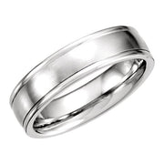 14K White 5 mm Grooved Band with Satin Finish Size 9.5