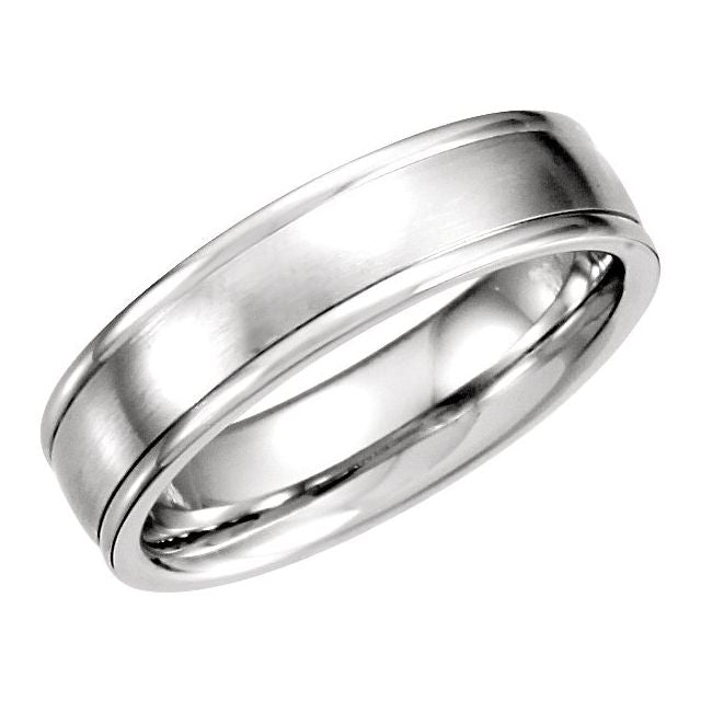 14K White 5 mm Grooved Band with Satin Finish Size 9.5