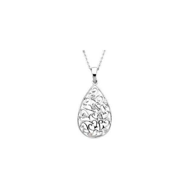 Sterling Silver Imitation White Cubic Zirconia Tear of Sympathy 18' Necklace