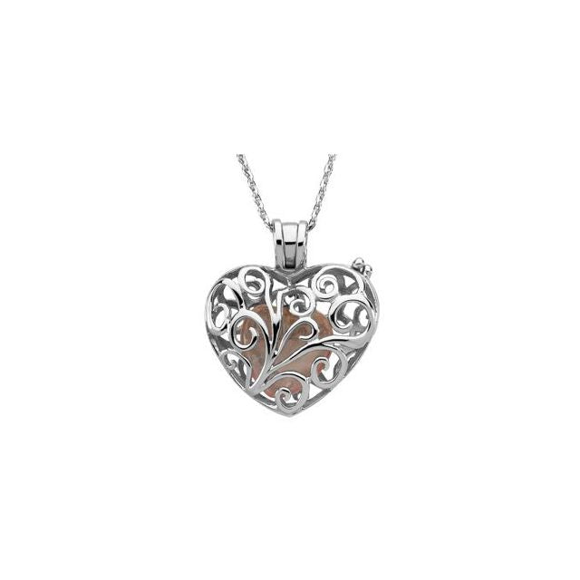 Sterling Silver Natural Rose Quartz Always in my Heart Locket 18' Necklace