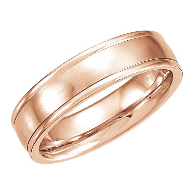 14K Rose 5 mm Grooved Band with Satin Finish Size 9.5