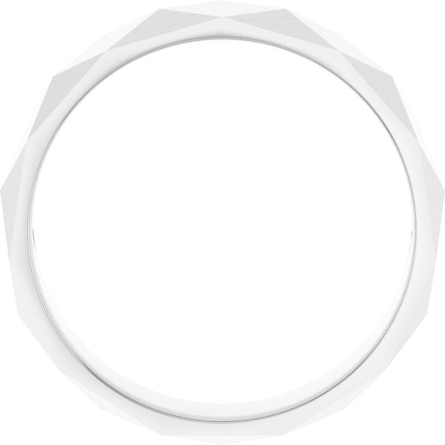 14K White 5.5 mm Diamond Pattern Band Size 10