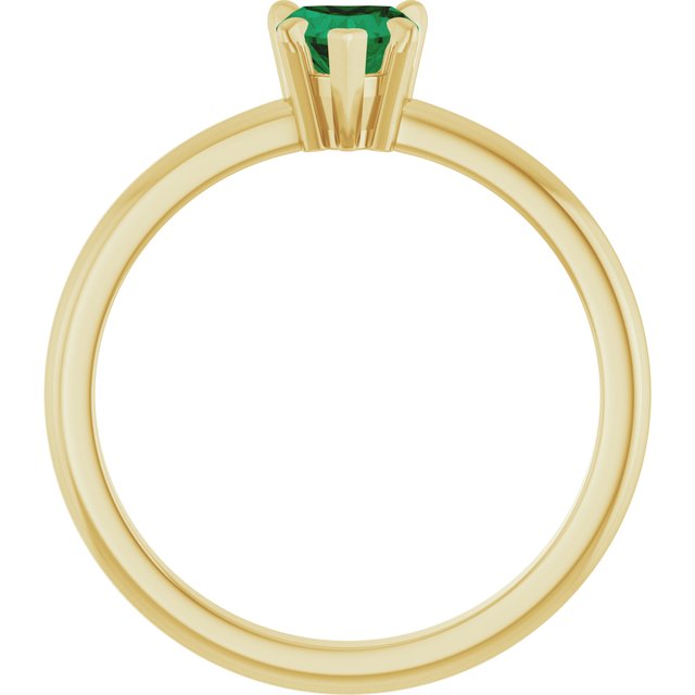 14K Yellow Lab-Grown Emerald & .03 CT Natural Diamond Ring