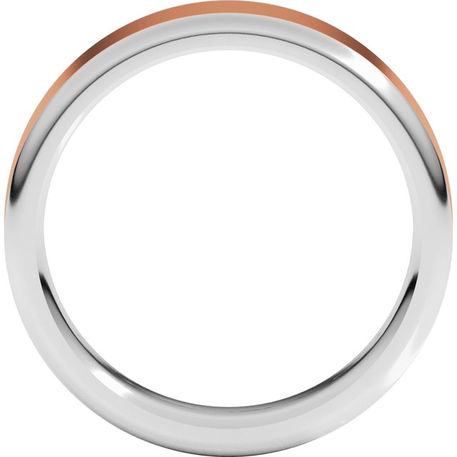 14K White/Rose 6 mm Flat Band with Round Edge Size 12.5