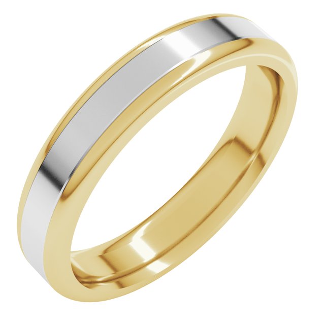 14K Yellow/White 4 mm Flat Band with Round Edge Size 10