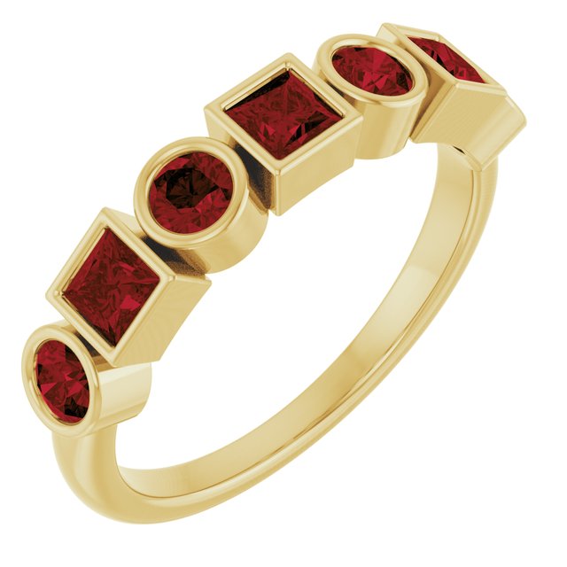 14K Yellow Natural Mozambique Garnet Stackable Ring