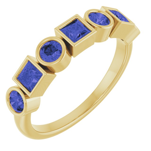 14K Yellow Natural Iolite Stackable Ring