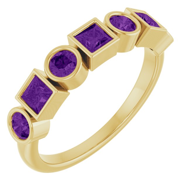 14K Yellow Natural Amethyst Stackable Ring