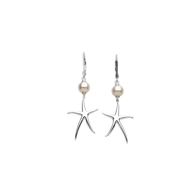 Sterling Silver Cultured White Freshwater Pearl Earrings